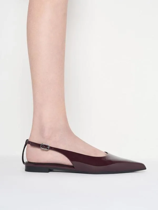 Women Patent CutOut PointedToe Slingback Flats 8211 Burgundy CHARLES and KEITH Flats