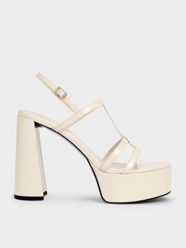 Women Patent TBar Strappy Platform Sandals 8211 Chalk CHARLES and KEITH Heels Women Patent TBar Strappy Platform Sandals 8211 Chalk CHARLES and KEITH Heels