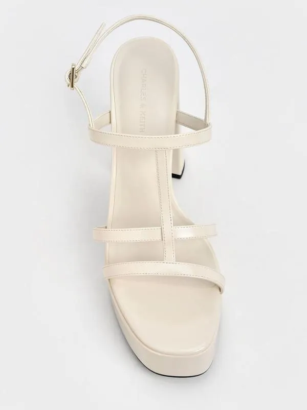 Women Patent TBar Strappy Platform Sandals 8211 Chalk CHARLES and KEITH Heels