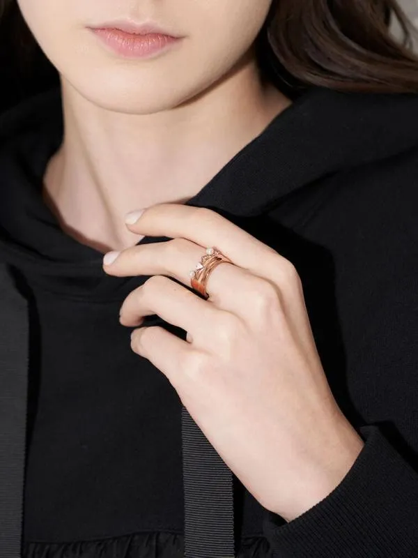 Women Pearl and CrystalEmbellished WideBand Ring 8211 Rose Gold CHARLES and KEITH Rings Women Pearl and CrystalEmbellished WideBand Ring 8211 Rose Gold CHARLES and KEITH Rings