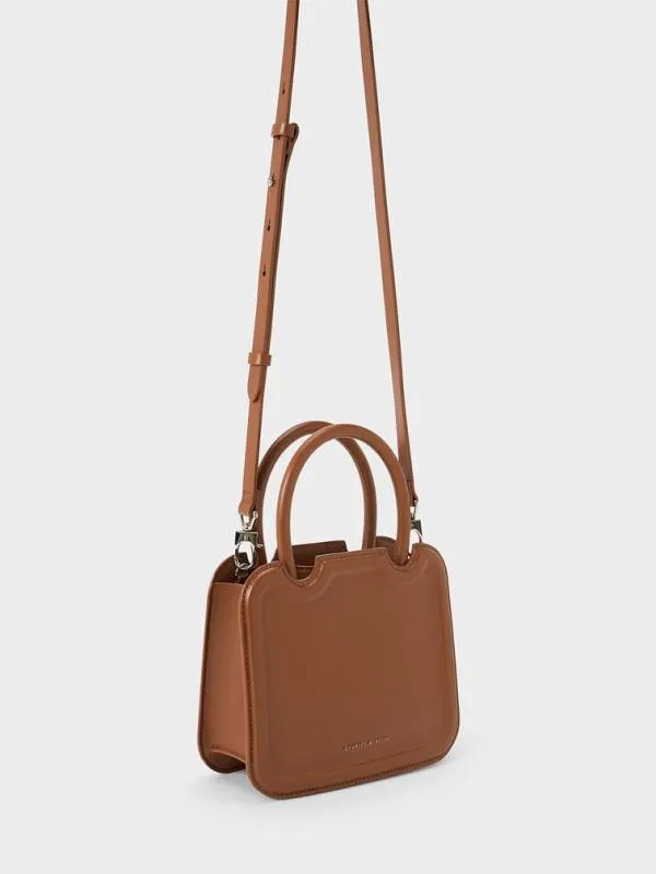 Women Perline Sculptural Top Handle Bag 8211 Chocolate CHARLES and KEITH Top Handle Bags