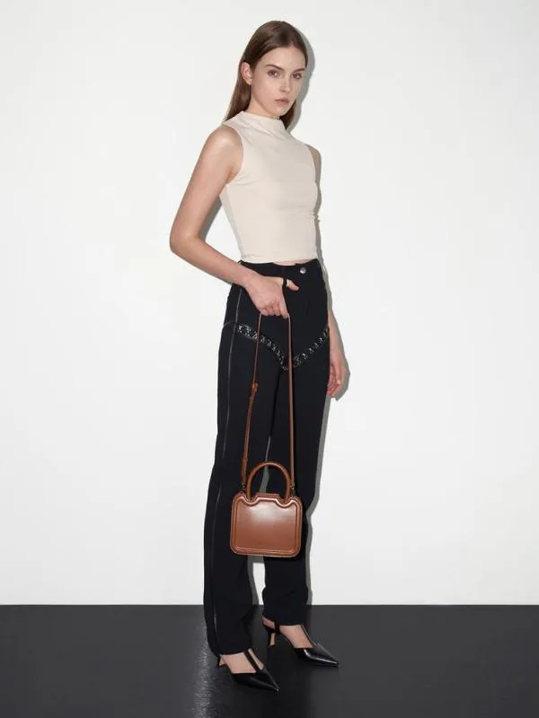 Women Perline Sculptural Top Handle Bag 8211 Chocolate CHARLES and KEITH Top Handle Bags