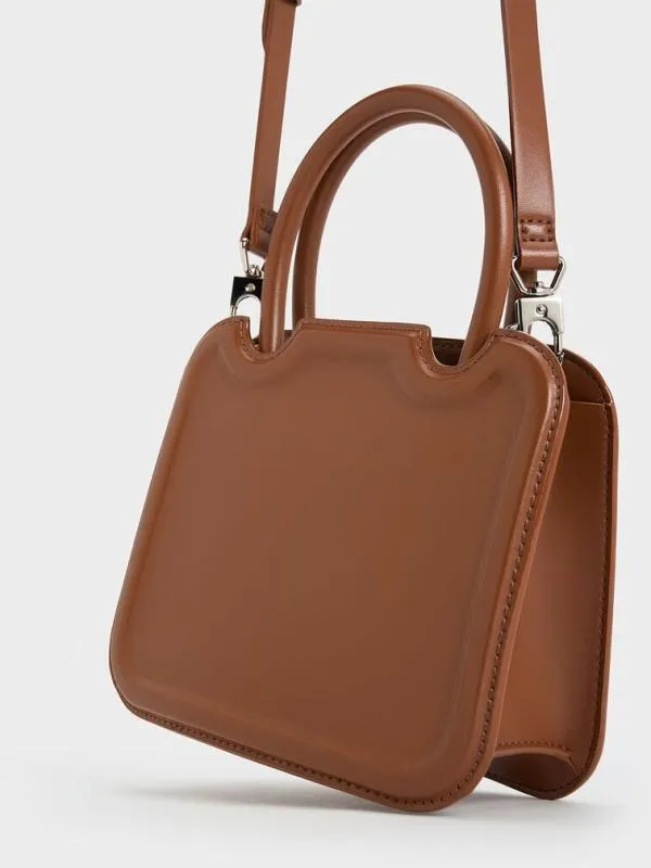 Women Perline Sculptural Top Handle Bag 8211 Chocolate CHARLES and KEITH Top Handle Bags