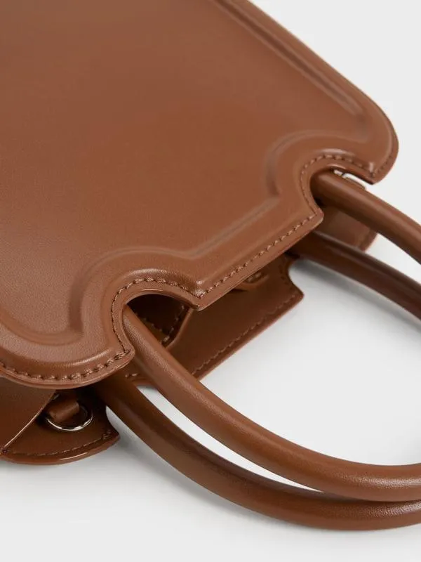 Women Perline Sculptural Top Handle Bag 8211 Chocolate CHARLES and KEITH Top Handle Bags