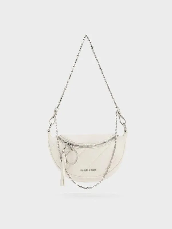 Women Philomena HalfMoon Crossbody Bag 8211 Cream CHARLES and KEITH Crossbody Bags