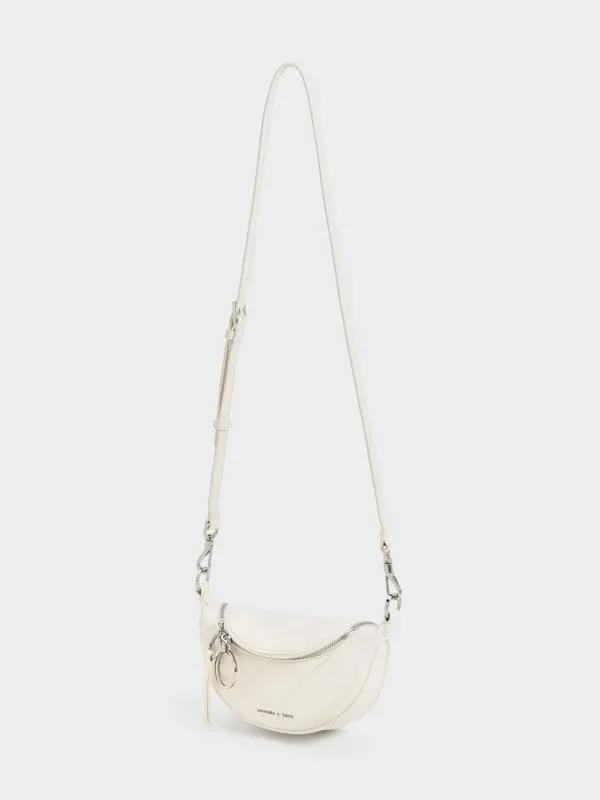 Women Philomena HalfMoon Crossbody Bag 8211 Cream CHARLES and KEITH Crossbody Bags