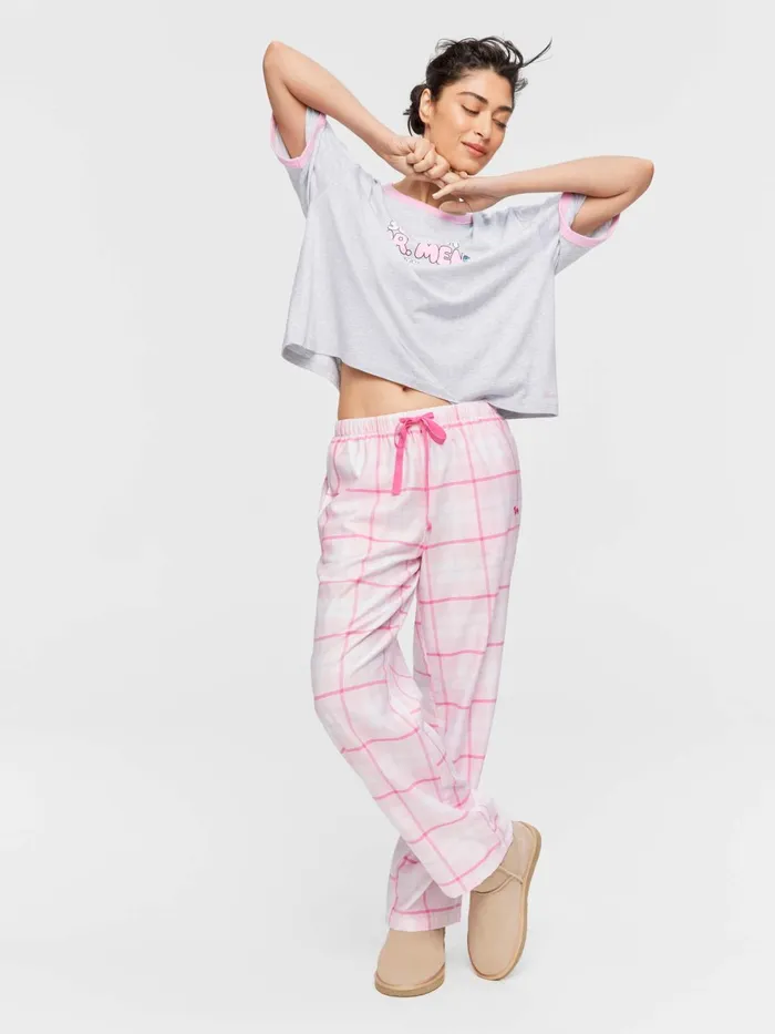 Women Pink Check Classic Pj Pant Multi Peter Alexander Pants