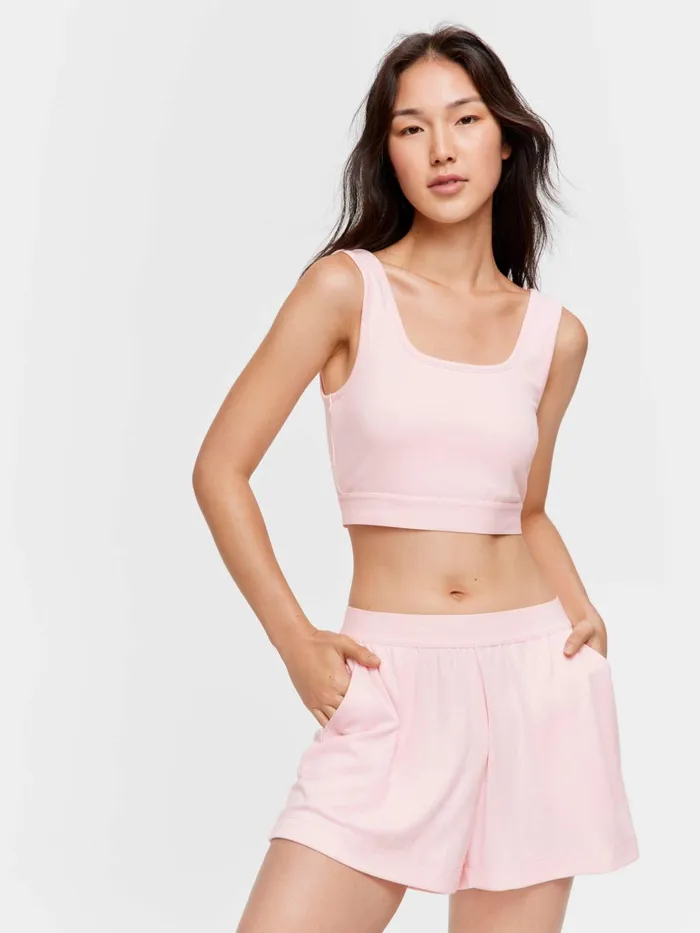 Women Pink Logo Crop Pale Pink Peter Alexander Tops