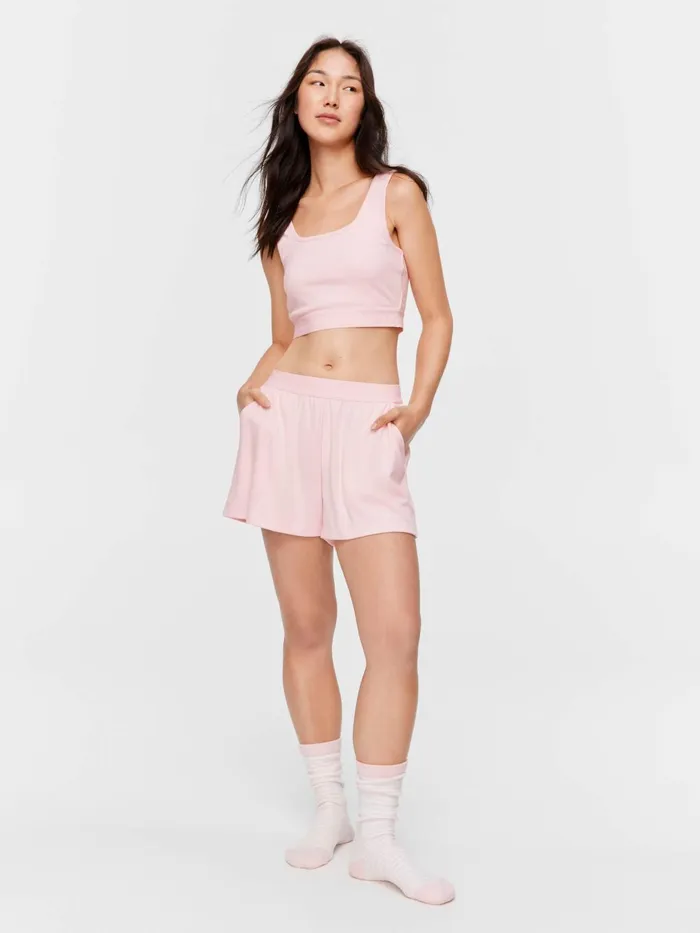 Women Pink Logo Crop Pale Pink Peter Alexander Tops