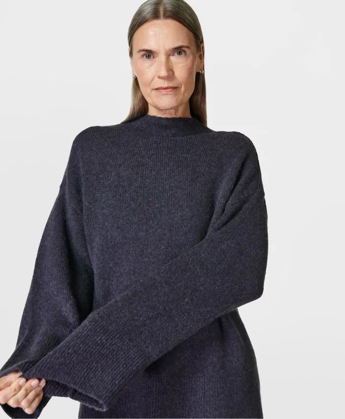 Women Pinnacle Wool Funnel Neck Urban Grey Sweaty Betty Knitwear
