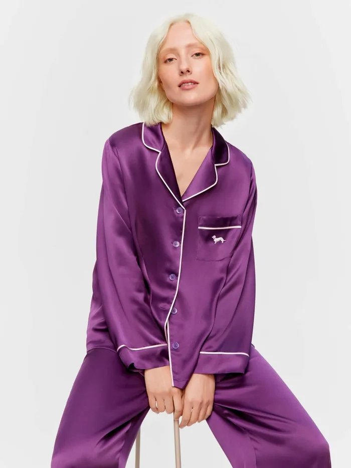Women Plum Mulberry Silk Long Pj Set Multi Peter Alexander Sets and Onesies