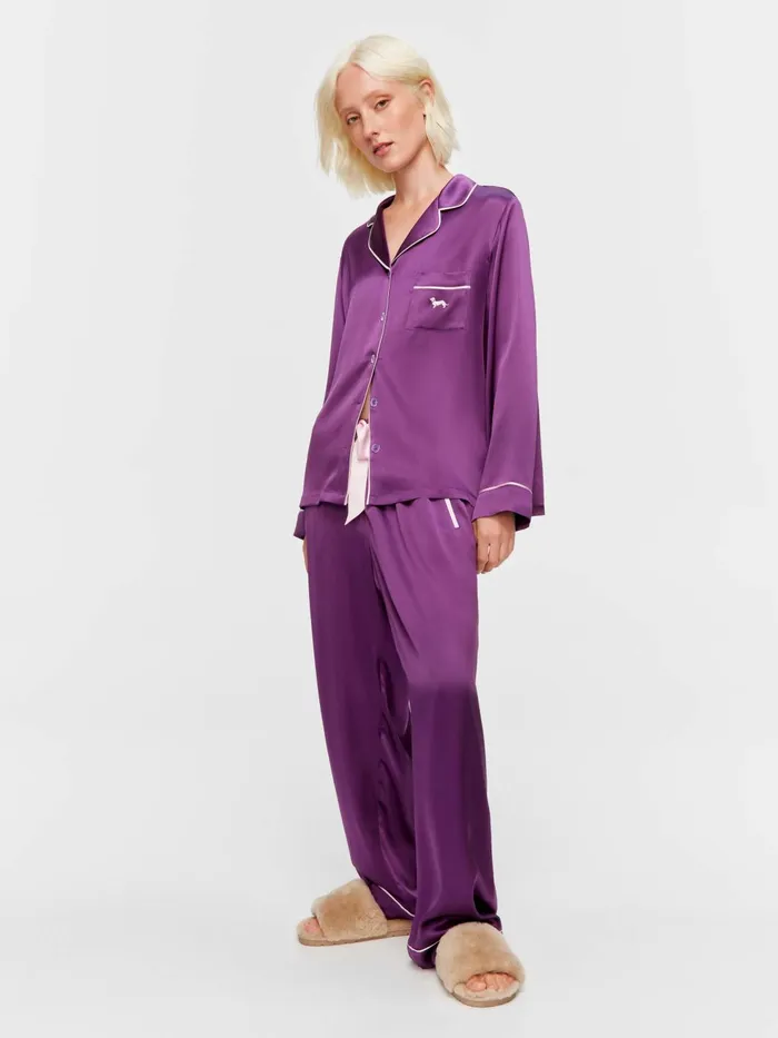 Women Plum Mulberry Silk Long Pj Set Multi Peter Alexander Sets and Onesies