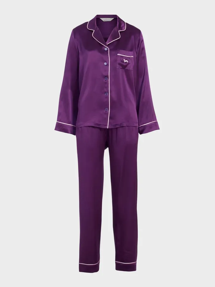 Women Plum Mulberry Silk Long Pj Set Multi Peter Alexander Sets and Onesies