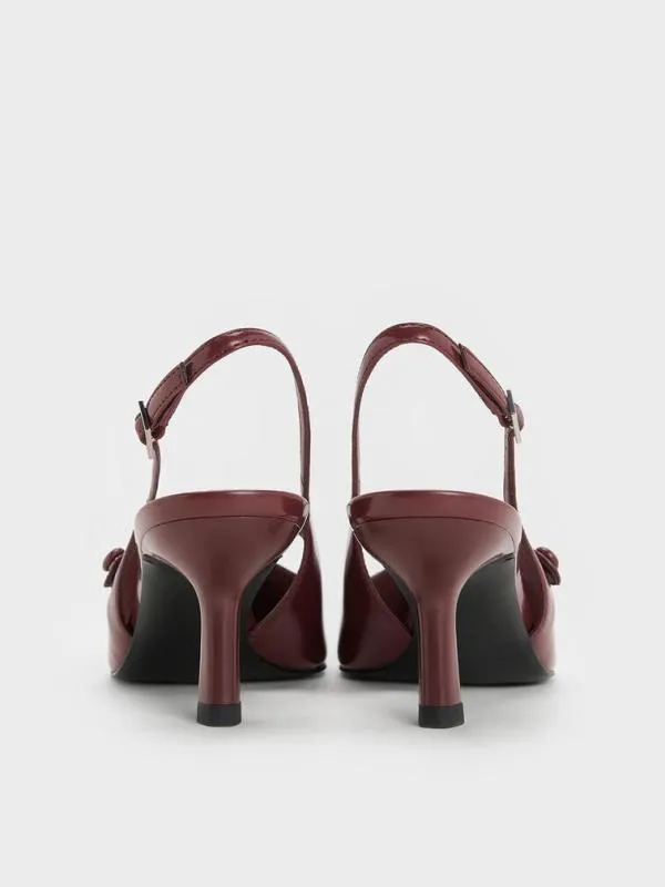Women PointedToe Mary Jane Slingback Pumps 8211 Burgundy CHARLES and KEITH Heels