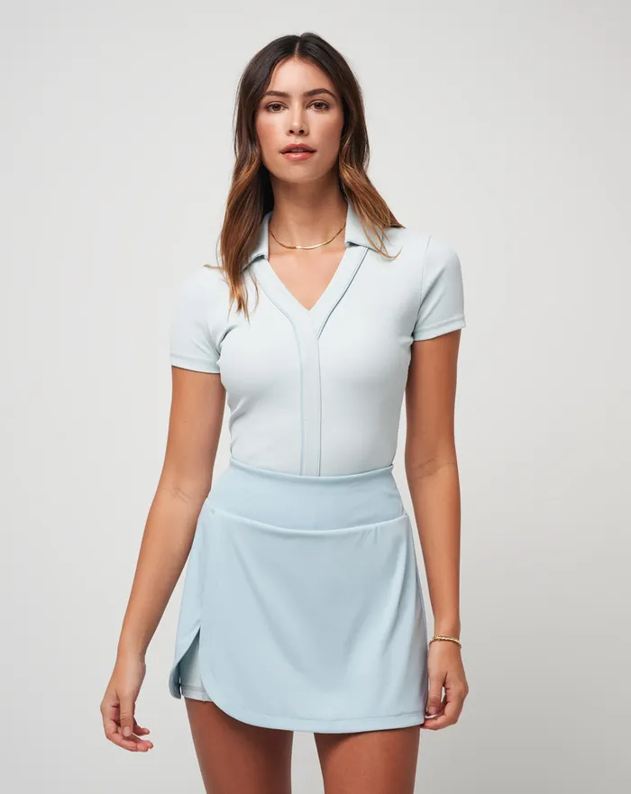 Women Polos TravisMathew TROPICAL OUTLOOK MOVEKNIT RIB POLO Skywriting