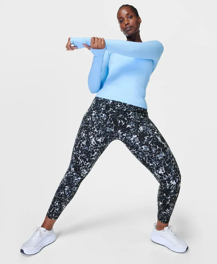 Women Power 78 Gym Leggings Grey Dapple Print Sweaty Betty Pocketed