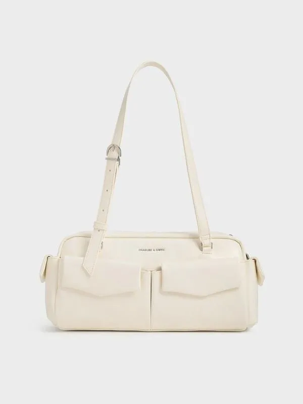 Women Rachel Elongated MultiPocket Shoulder Bag 8211 Cream CHARLES and KEITH Shoulder Bags Women Rachel Elongated MultiPocket Shoulder Bag 8211 Cream CHARLES and KEITH Shoulder Bags