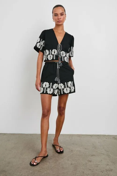 Women Rails Pants and Shorts Armanda Short Black Ivory Palm Trees Women Rails Pants and Shorts Armanda Short Black Ivory Palm Trees