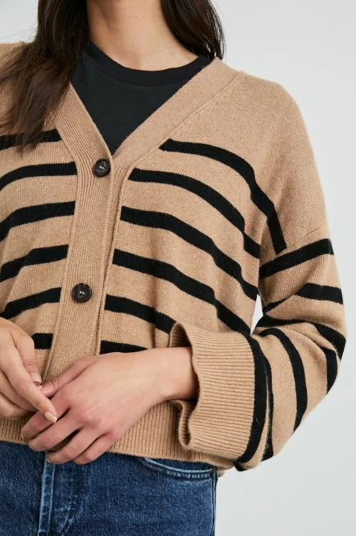 Women Rails Sweaters Geneva Cardigan Camel Black Stripe Women Rails Sweaters Geneva Cardigan Camel Black Stripe