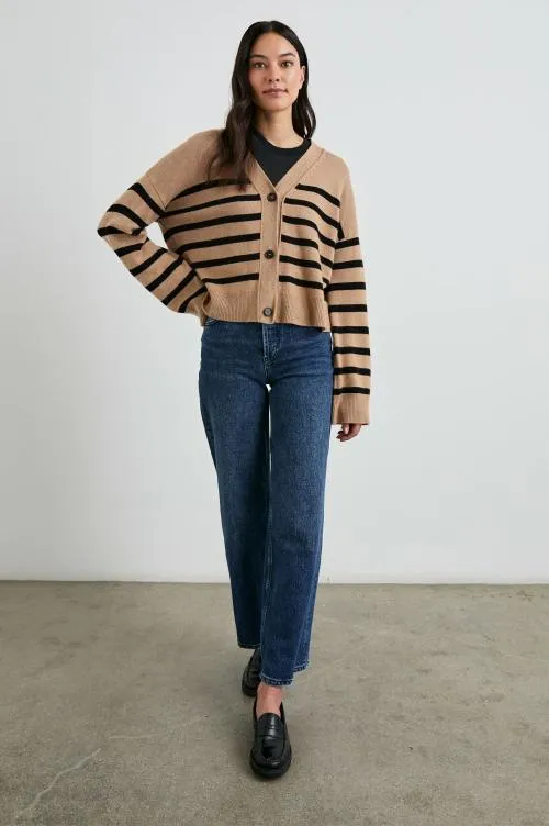 Women Rails Sweaters Geneva Cardigan Camel Black Stripe Women Rails Sweaters Geneva Cardigan Camel Black Stripe