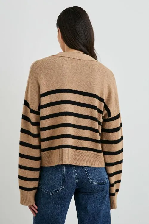 Women Rails Sweaters Geneva Cardigan Camel Black Stripe Women Rails Sweaters Geneva Cardigan Camel Black Stripe