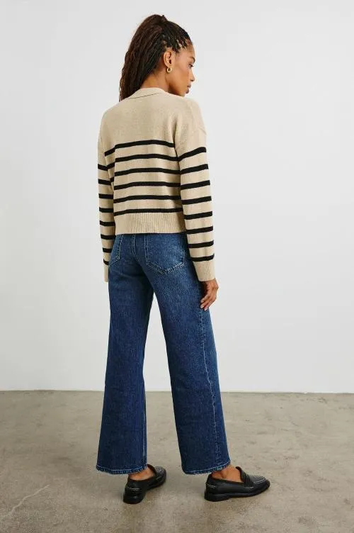 Women Rails Sweaters Geneva Cardigan Oatmeal Black Stripe Women Rails Sweaters Geneva Cardigan Oatmeal Black Stripe