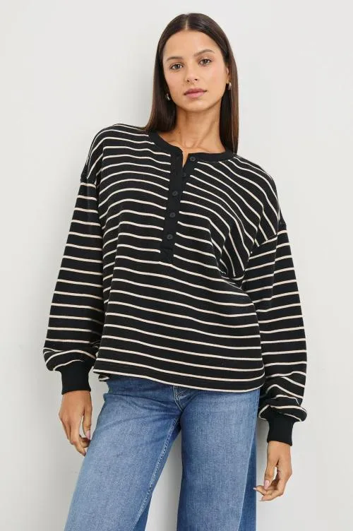 Women Rails Sweaters Joan Sweatshirt Black Ivory Stripe