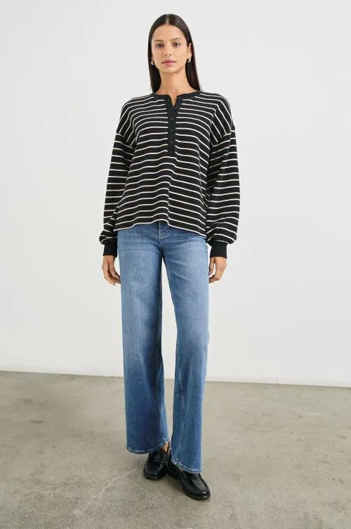 Women Rails Sweaters Joan Sweatshirt Black Ivory Stripe