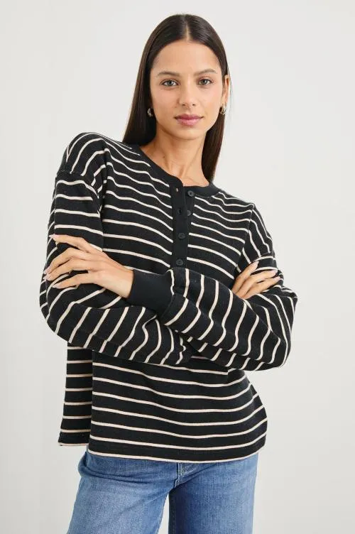 Women Rails Sweaters Joan Sweatshirt Black Ivory Stripe