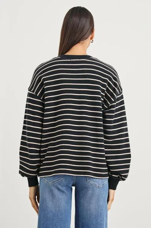 Women Rails Sweaters Joan Sweatshirt Black Ivory Stripe