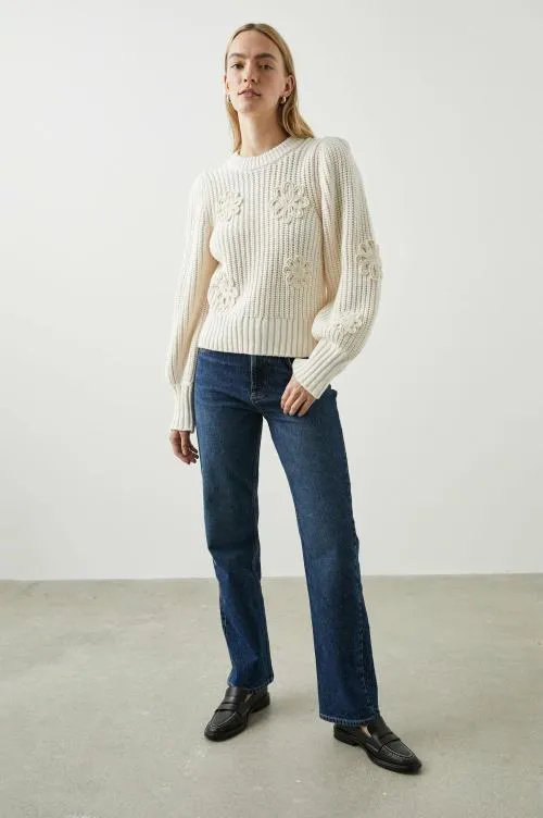 Women Rails Sweaters Romy Sweater Ivory Crochet Daisies Women Rails Sweaters Romy Sweater Ivory Crochet Daisies