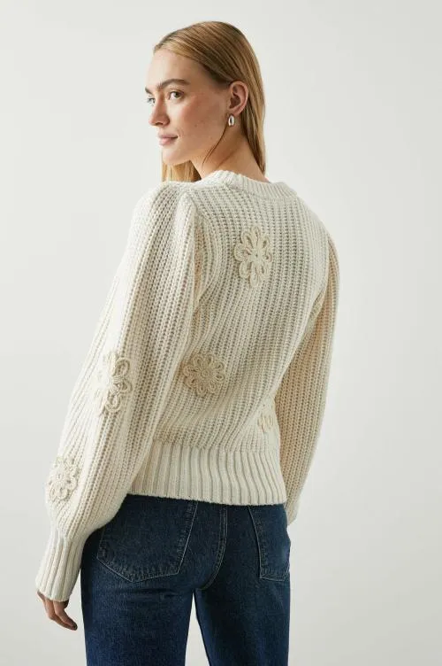 Women Rails Sweaters Romy Sweater Ivory Crochet Daisies Women Rails Sweaters Romy Sweater Ivory Crochet Daisies