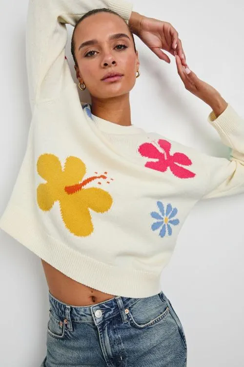 Women Rails Sweaters Zoey Sweater Ivory Hibiscus Women Rails Sweaters Zoey Sweater Ivory Hibiscus