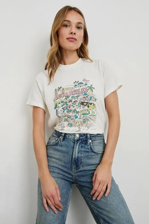 Women Rails Tees and Tanks Boyfriend Tshirt Rails Los Angeles Map White