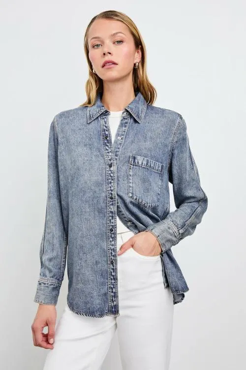 Women Rails Tops Atticus Shirt Mid Blue