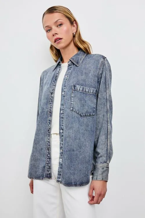 Women Rails Tops Atticus Shirt Mid Blue Women Rails Tops Atticus Shirt Mid Blue