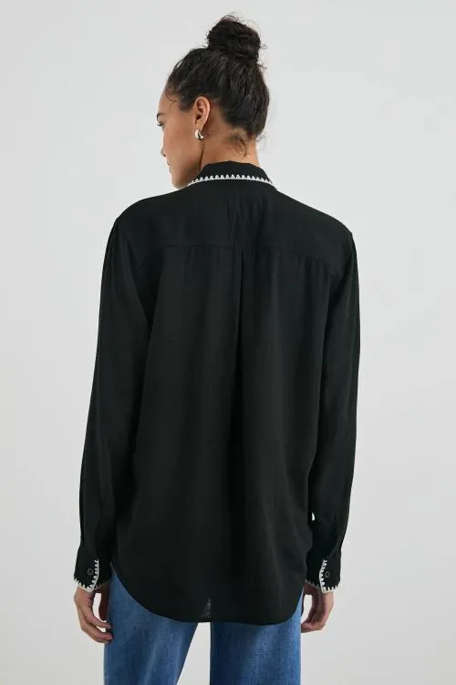 Women Rails Tops Charli Shirt Black Blanket Stitch Women Rails Tops Charli Shirt Black Blanket Stitch