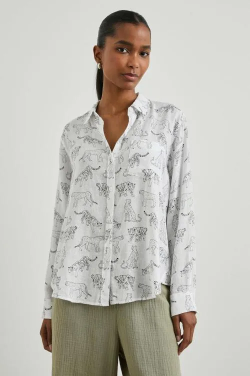 Women Rails Tops Charli Shirt Ivory Jungle Cats