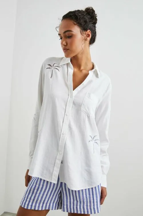 Women Rails Tops Charli Shirt White Palm Tree Eyelet