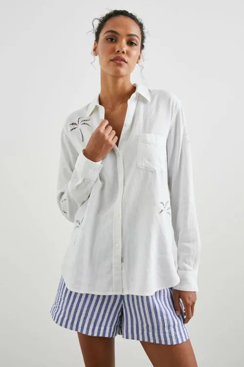Women Rails Tops Charli Shirt White Palm Tree Eyelet Women Rails Tops Charli Shirt White Palm Tree Eyelet
