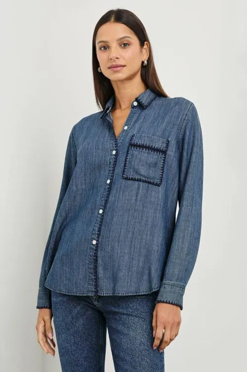 Women Rails Tops Saya Shirt Dark Vintage Wash