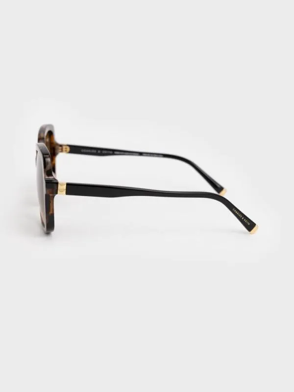 Women Recycled Acetate Tortoiseshell Butterfly Sunglasses 8211 T Shell CHARLES and KEITH Butterfly