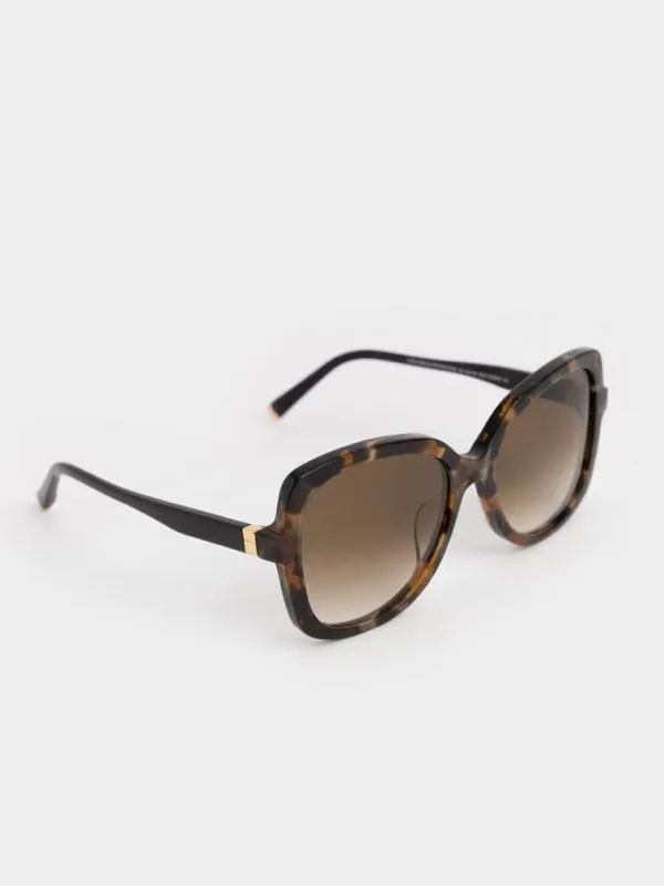 Women Recycled Acetate Tortoiseshell Butterfly Sunglasses 8211 T Shell CHARLES and KEITH Butterfly