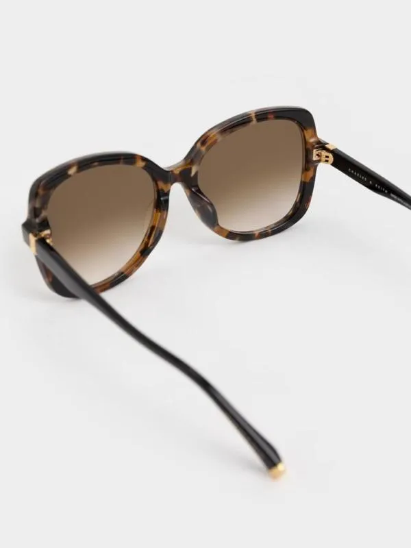 Women Recycled Acetate Tortoiseshell Butterfly Sunglasses 8211 T Shell CHARLES and KEITH Butterfly