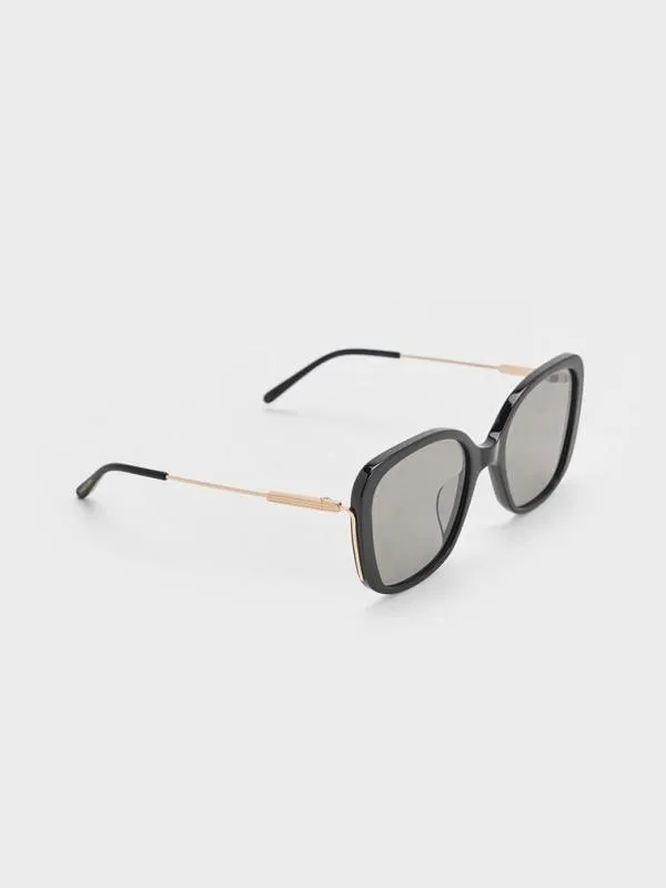Women Recycled Acetate WideFrame Butterfly Sunglasses 8211 Black CHARLES and KEITH Butterfly