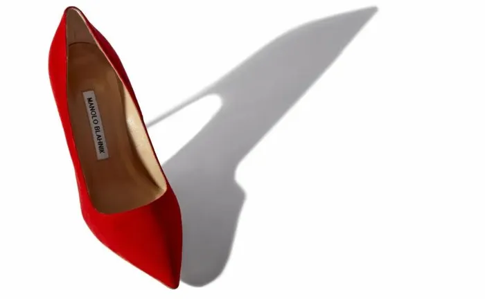 Women Red Suede Pointed Toe Pumps Manolo Blahnik Pumps