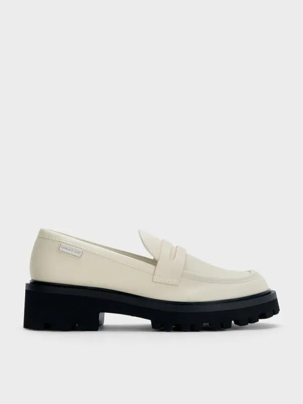 Women Remy Covered RidgeSole Loafers 8211 Chalk CHARLES and KEITH Loafers