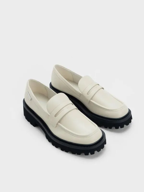 Women Remy Covered RidgeSole Loafers 8211 Chalk CHARLES and KEITH Loafers