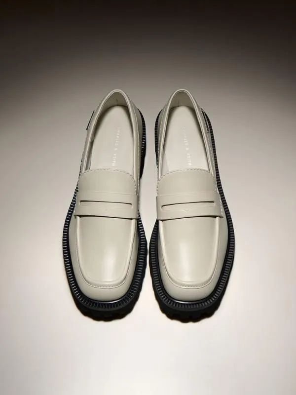Women Remy Covered RidgeSole Loafers 8211 Chalk CHARLES and KEITH Loafers