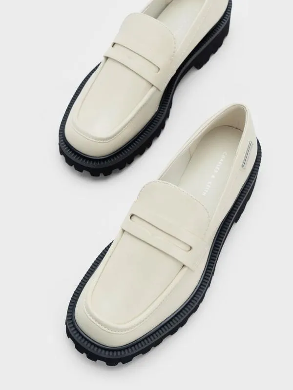 Women Remy Covered RidgeSole Loafers 8211 Chalk CHARLES and KEITH Loafers